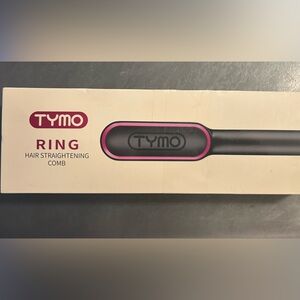 Tymo Ring NEW Hair Straightening Brush in Black with Pink Trim